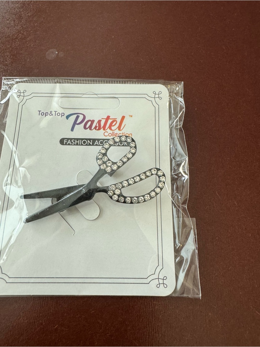 Black Rhinestone Scissor Brooch